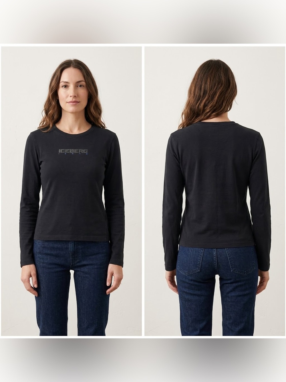 Vintage Iceberg Jeans Black Long Sleeve Graphic Tee